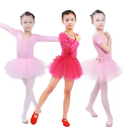 Осень-зима Длинные рукава для девочек балетное платье Профессиональный пачка платье для танцев ES Детское платье для латинских танцев