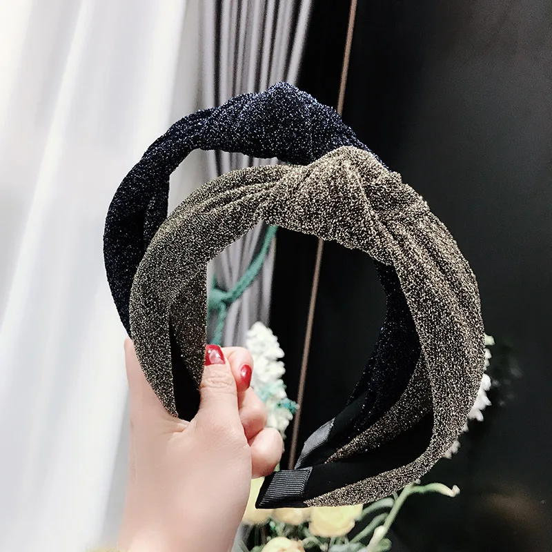 

Haimeikang Glitter Mesh Hairband Head Band for Women New Shiny Sequin Cross Knot Hair Hoop Headband Bezel Hair Accessories