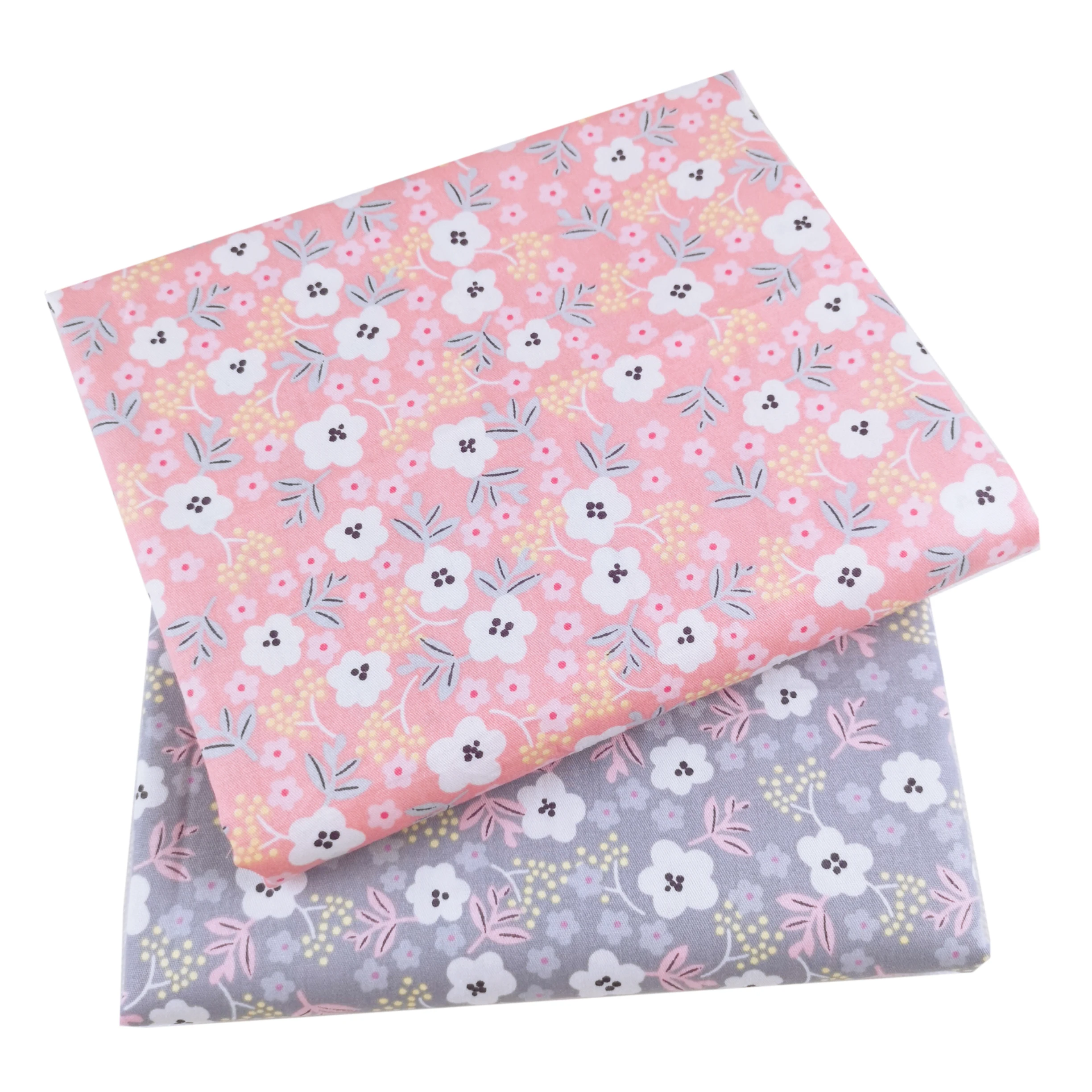 

Pink Gray Flower Diy clothes dressmaking bedding Apparel sewing tissue cotton fabric crafts material scrapbooking patchwork