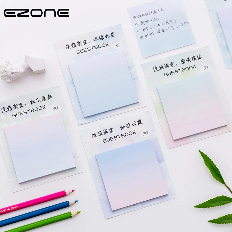 

EZONE Kawaii Gradient Color Sticky Notes Square Memo Pad Paper Stickers Scrapbooking Cute Papers Bookmark Students Stationary