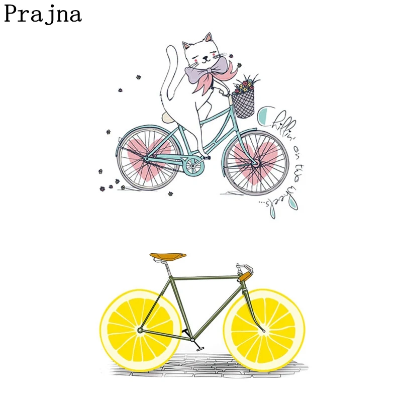 Prajna Милая кошка для езды на велосипеде лимон Байкер теплопередача мультфильм ПВХ