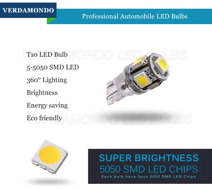 T10 W5W 194 168 лампа 5 SMD 5050 светодиодный купольный интерьерный клиновидный белый
