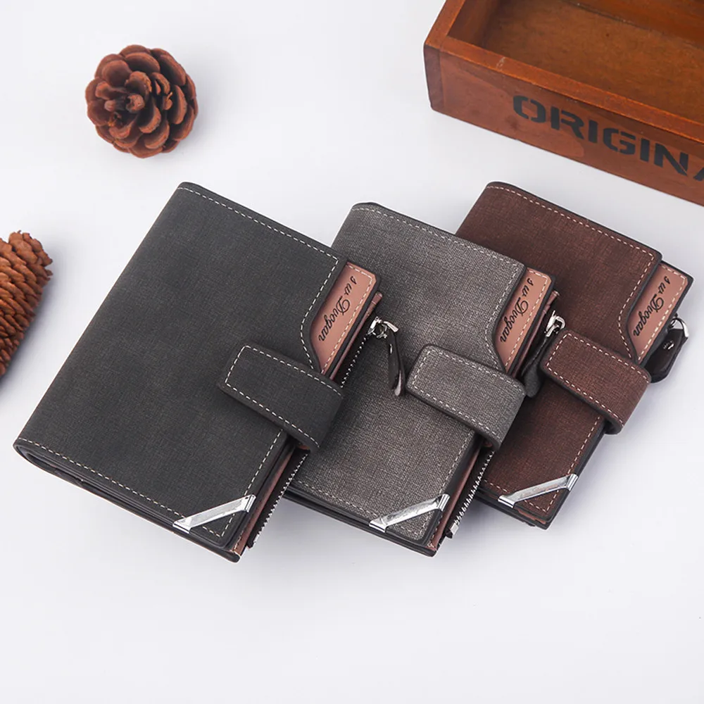 

Men Fashion Solid Color Cross Pattern Hasp Multi Card Position Wallet Zero Wallet