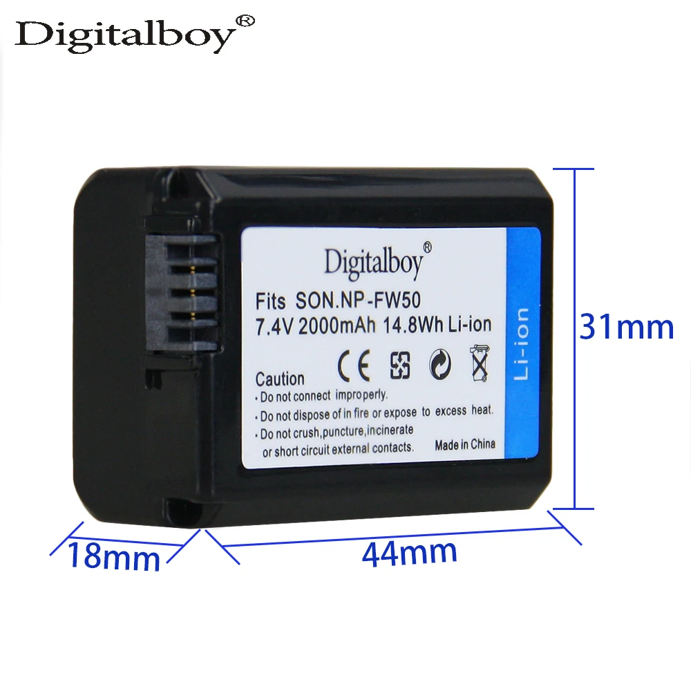 Digitalboy 1 шт. 2000 мАч NP-FW50 NP FW50 Перезаряжаемые Батарея для sony Alpha a6500 a6300 a7 7R a7R a7R II a7II NEX-3 NEX-3N NEX-5