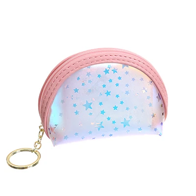 Pink Shell Прозрачные Кошельки для монет, карт, ключей, кредитных держателей, кошелек для девочек на молнии, мини-мультяшная водонепроницаемая сумка с рисунком, Детская сумка для монет - Цвет: Pink Shell