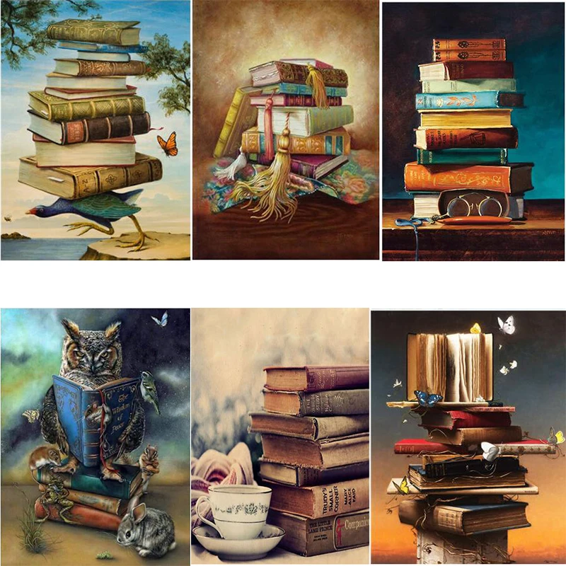 Полноразмерная алмазная живопись старые книги сова картины сделай сам вышивка