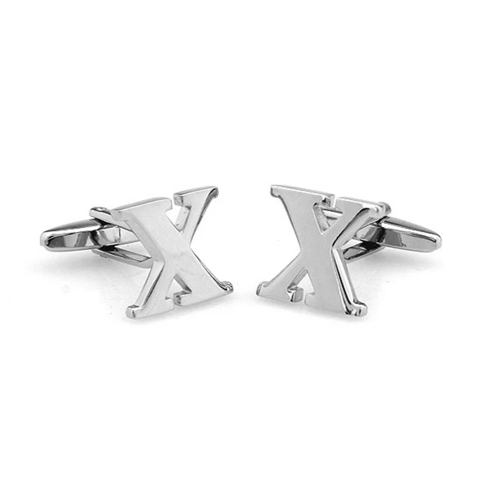 X 2 шт. bluelans для мужчин один Алфавит A-Z рубашка костюм запонки DIY подарок Свадебная вечеринка Декор - Окраска металла: X