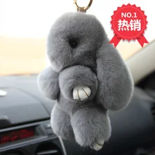 Rex Rabbit Fur keychain Cute Rabbit Doll Key Chain Pendant White/Pink/Orange Wallet Pom Pom Car Pendant 0001