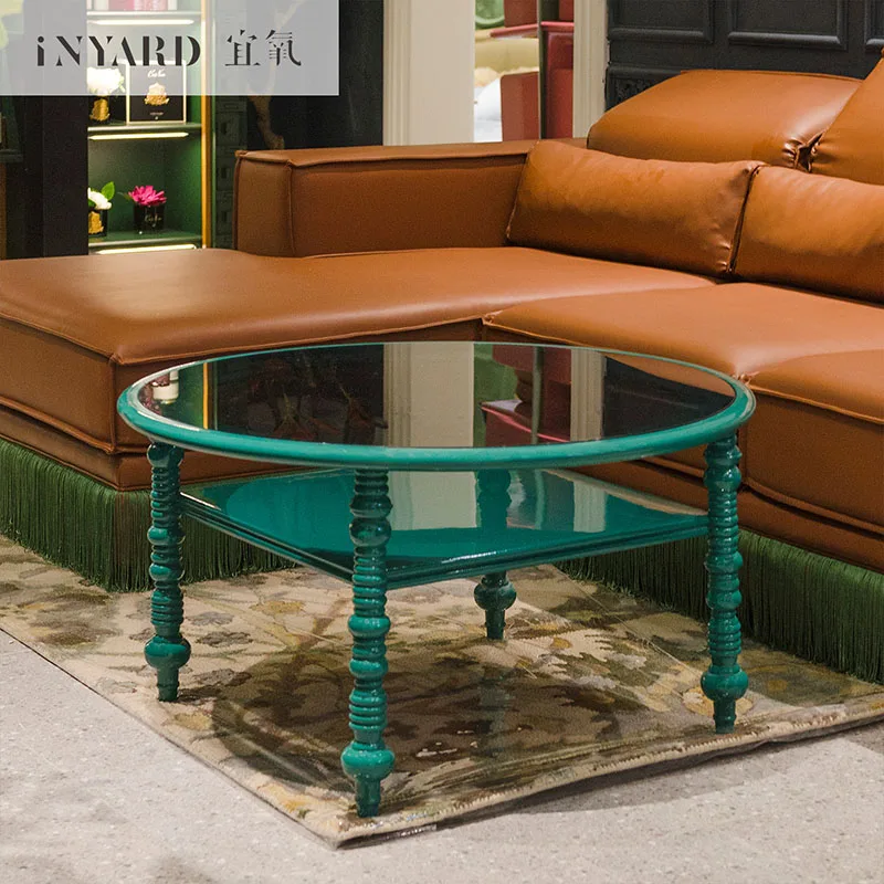 Inyard modern Nordic metal/glass picnic camping dining Roman round table coffee table Inyard modern Nordic metal/glass picnic camping dining Roman round table coffee table