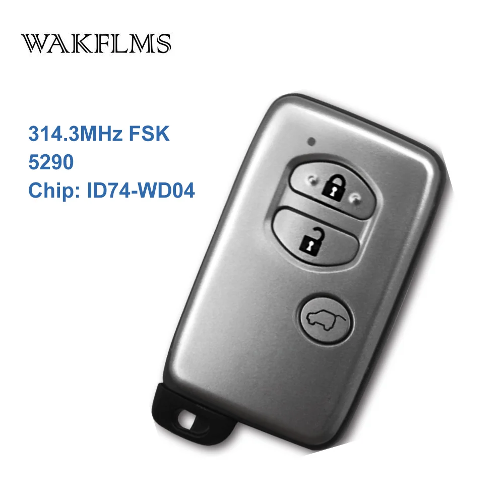 

3 Buttons 314.3MHz Board No 5290 ID74-WD04 Chip Sliver Keyless Go / Entry Remote Car Key For Toyota