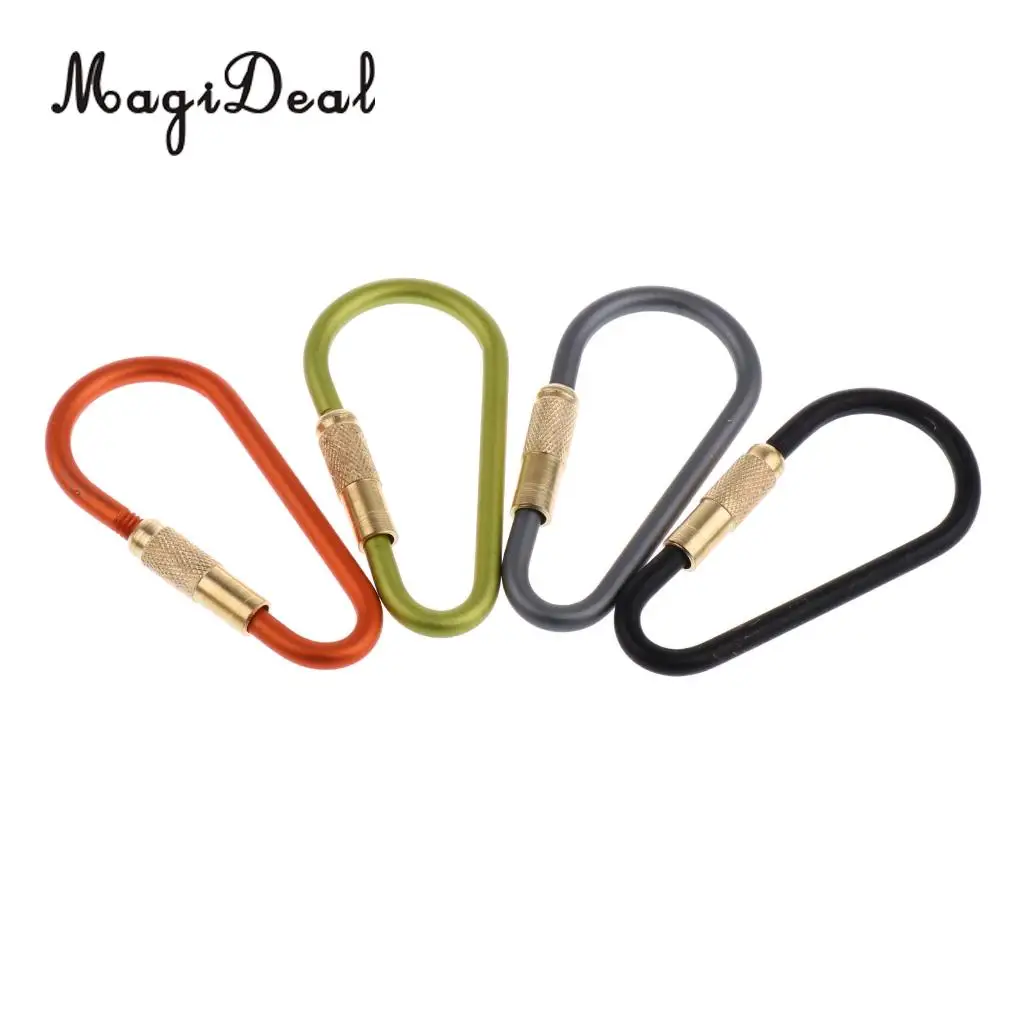 MagiDeal 4Pcs Carabiner Hook Aluminum Alloy Karabiner Clip D-type Buckle Mini-biners