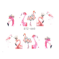 5 шт. ногтей наклейки Вода Наклейки Трансферы летние розовые Фламинго цветочный надписи Nail Art инструменты аксессуары Лидер продаж