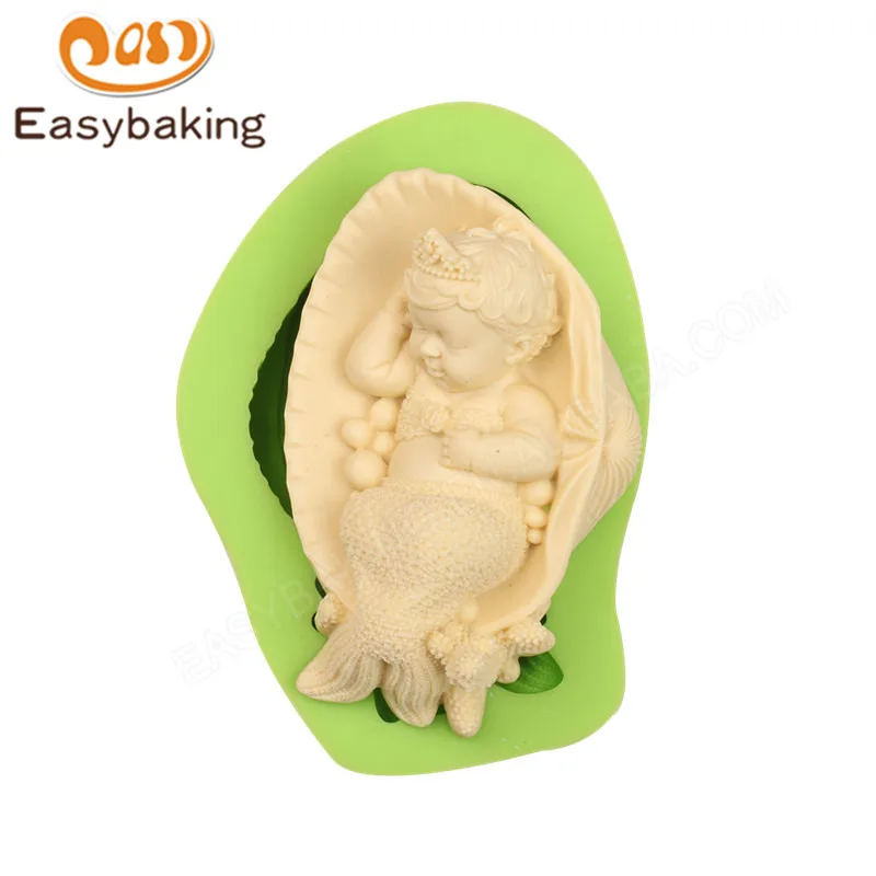 

Big Baby Princess Mermaid Fondant Silicone Soap Mold Cake Decorating Art & Craft Mould Kitchen Baking Tools for Fimo Resin