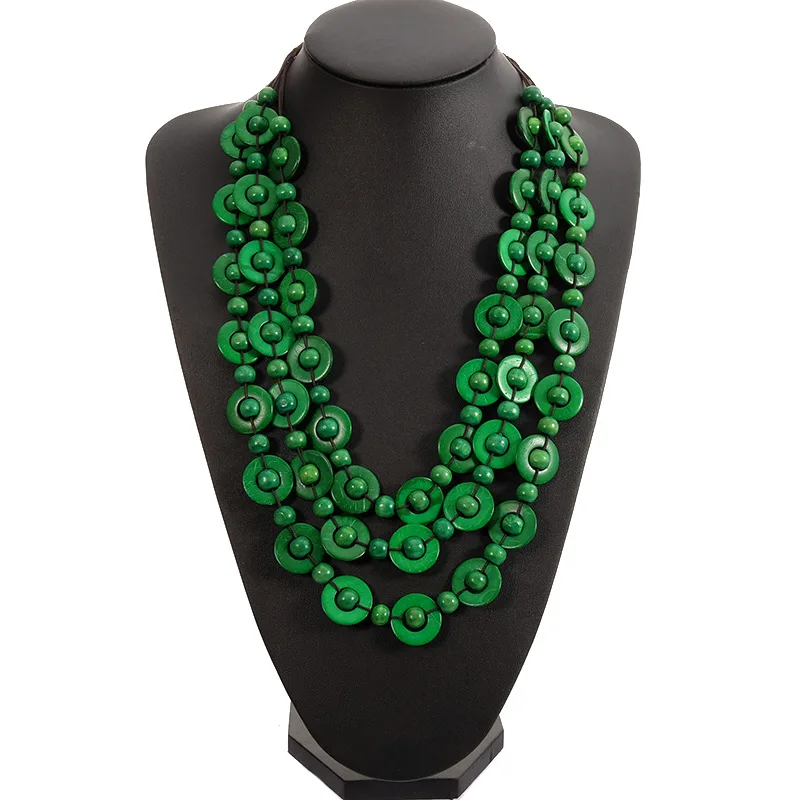 (23.6 inch )Bohemian Coconut shell Wood Bead Pendant Necklaces Women Ethnic Jewelry Handmade Beaded Hanging Necklace Statement - Image 3