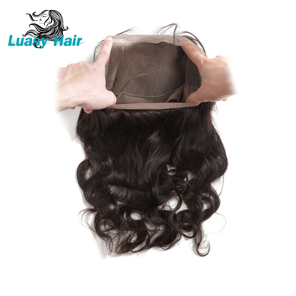 

Luasy Brazilian Body Wave Hair 360 Lace Frontal Closure With Baby Hair 100% Remy Human Hair Closure Bleached Knots Free Shipping