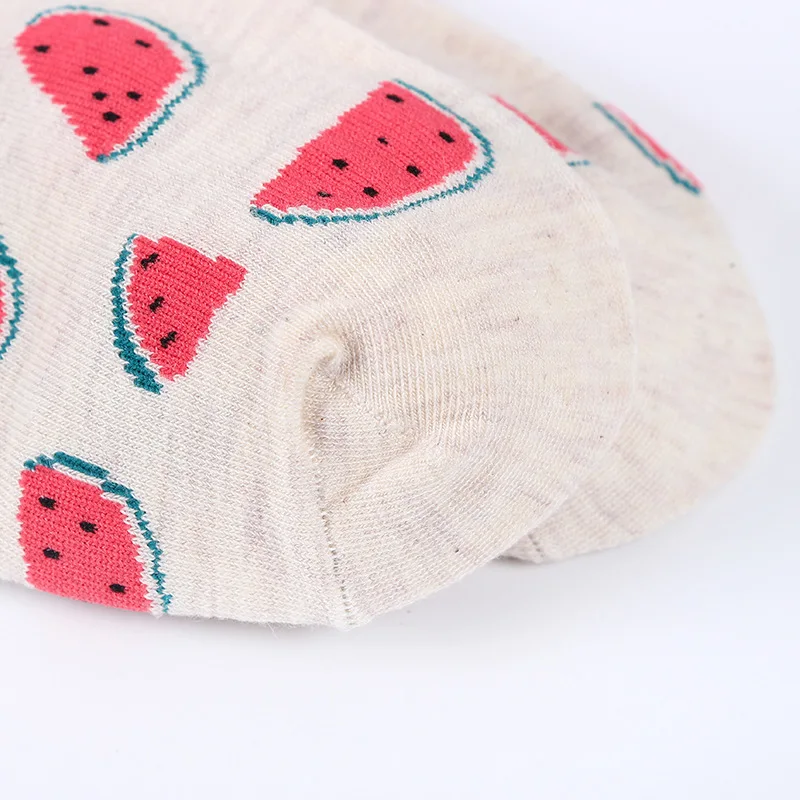 5 пар/лот девушка мужские носки Дышащие хлопчатобумажные забавные носки с принтом поглощения пота фрукты изображения