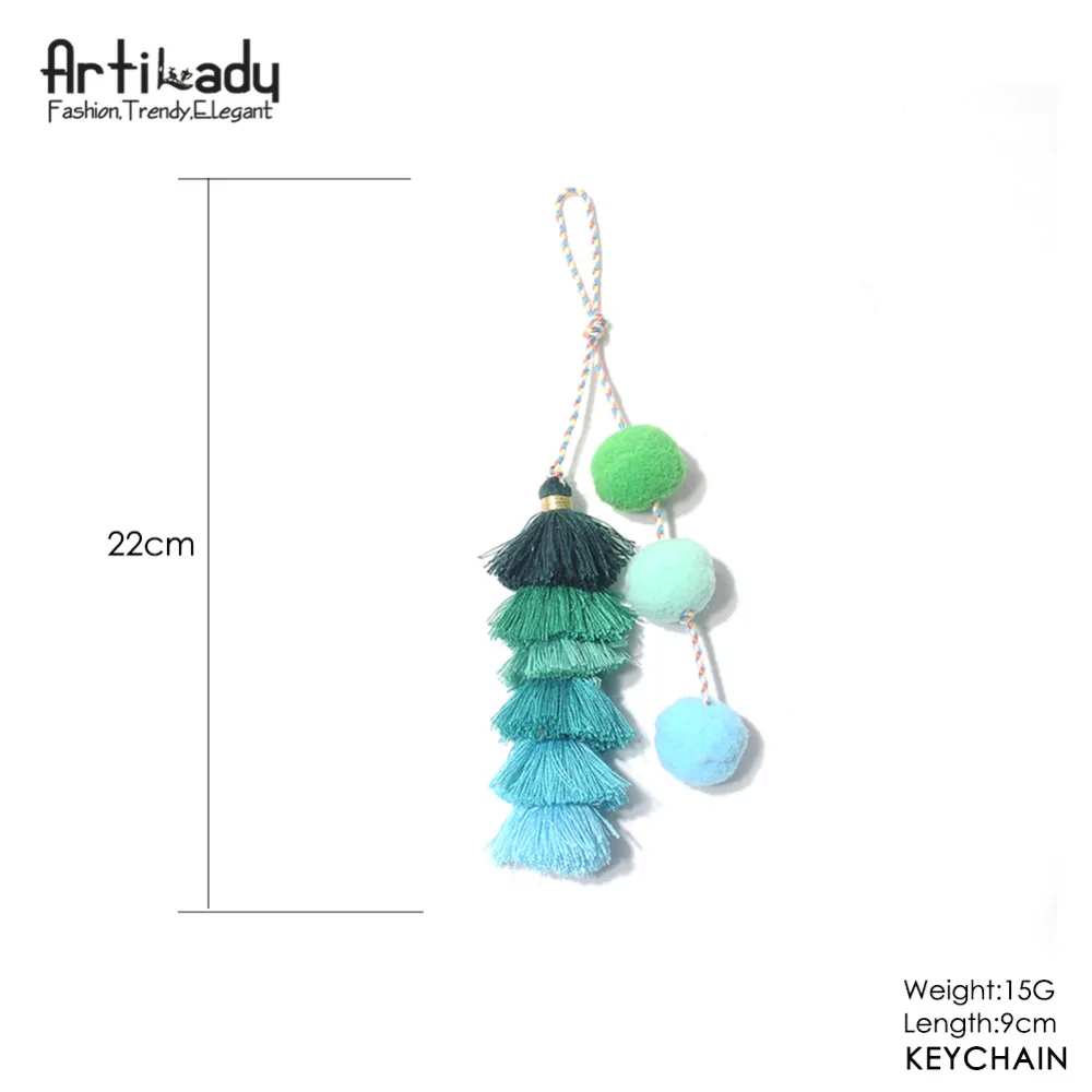 Artilady слойный брелок для ключей с кисточкой для женщин Pom Bag Charm Key holder для девочек ювелирные изделия