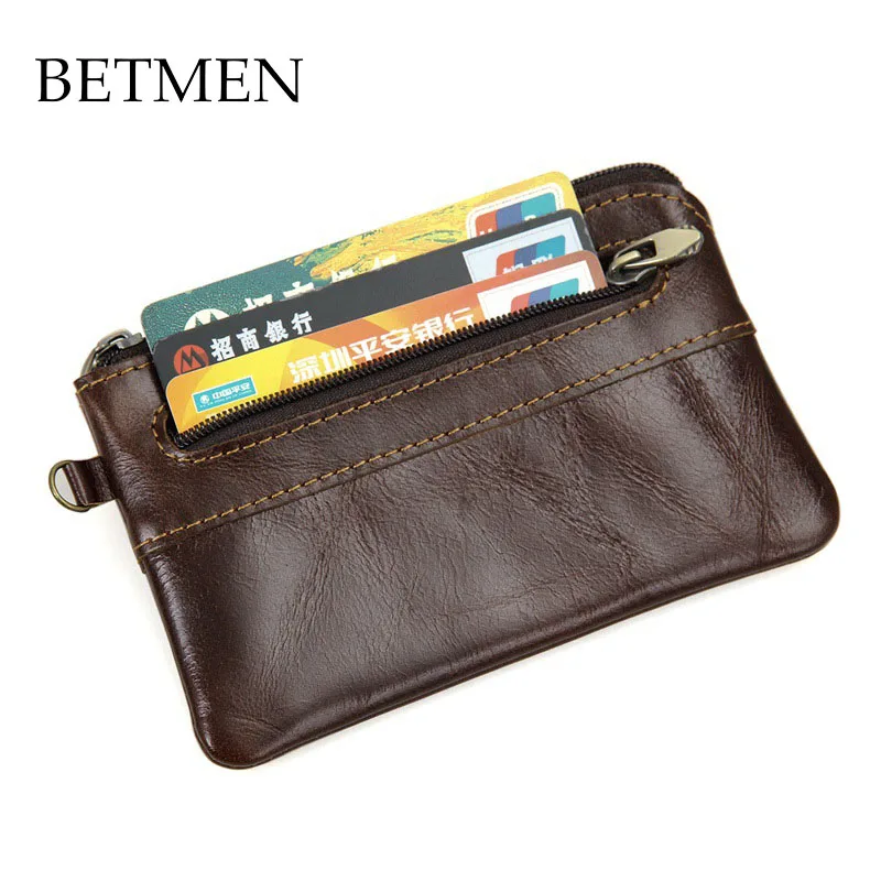 BETMEN Vintage Genuine Leather Men Coin Purse Small Cowhide Leather Pocket Wallet Designer Brand ...