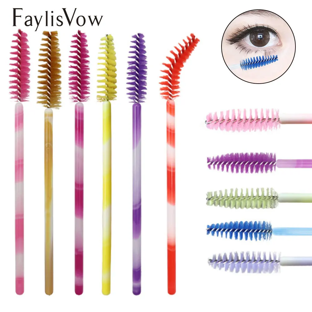 

Disposable Eyelash Brushes Nylon Mascara Wands Applicator Colorful Handle Beauty Makeup Tools 50/100 PCS Makeup Brushes