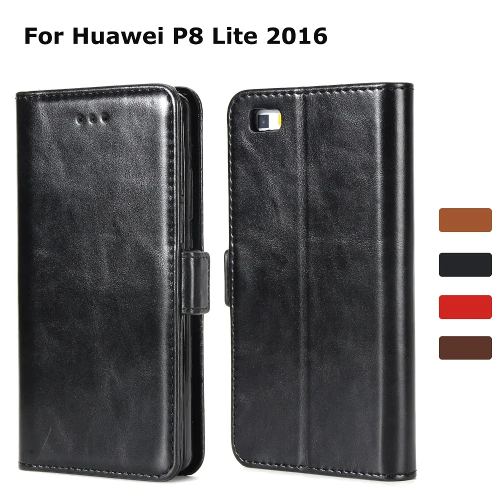 Кожаный чехол кошелек для Huawei P8 Lite Магнитный Флип кейс с 3 слотами карт наличные