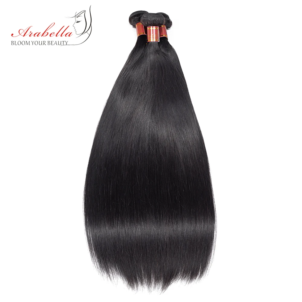 Прямые волосы 3 Связки 4 пучки бразильские 100% человеческих волос расширение натуральный цвет Arabella двойной синтетические волосы remy пучки