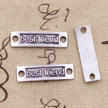 

10pcs Charms Best Friend Connector 35x9mm Antique Silver Color Pendants DIYCrafts Making Findings Handmade Tibetan Jewelry