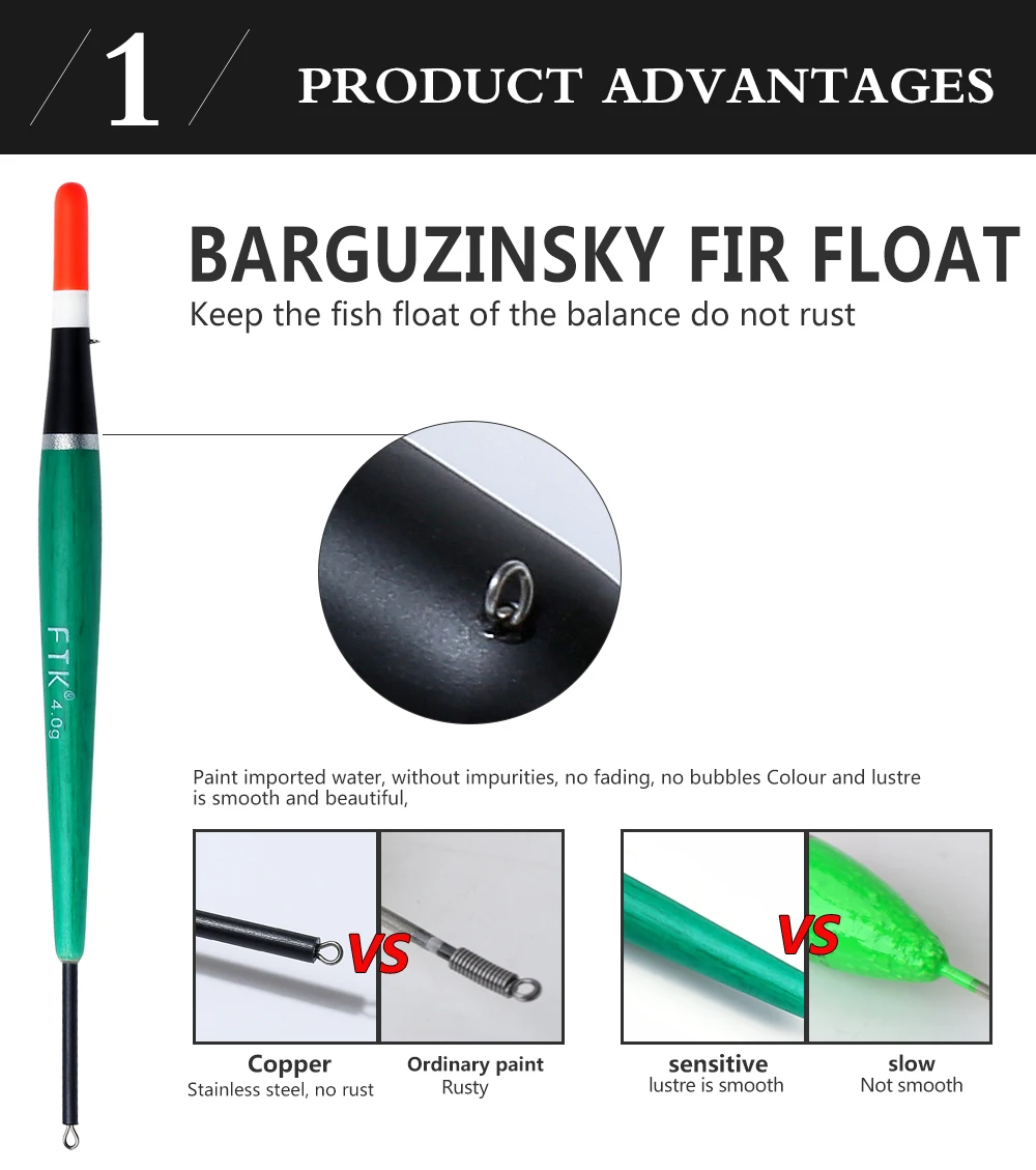 FTK Barguzinsky Fir, 10 шт./лот, поплавок, вес 2 г, 3 г, 4 г, поплавок для рыбалки, длина 13,5 см, 14,5 см, 15,5 см, поплавок