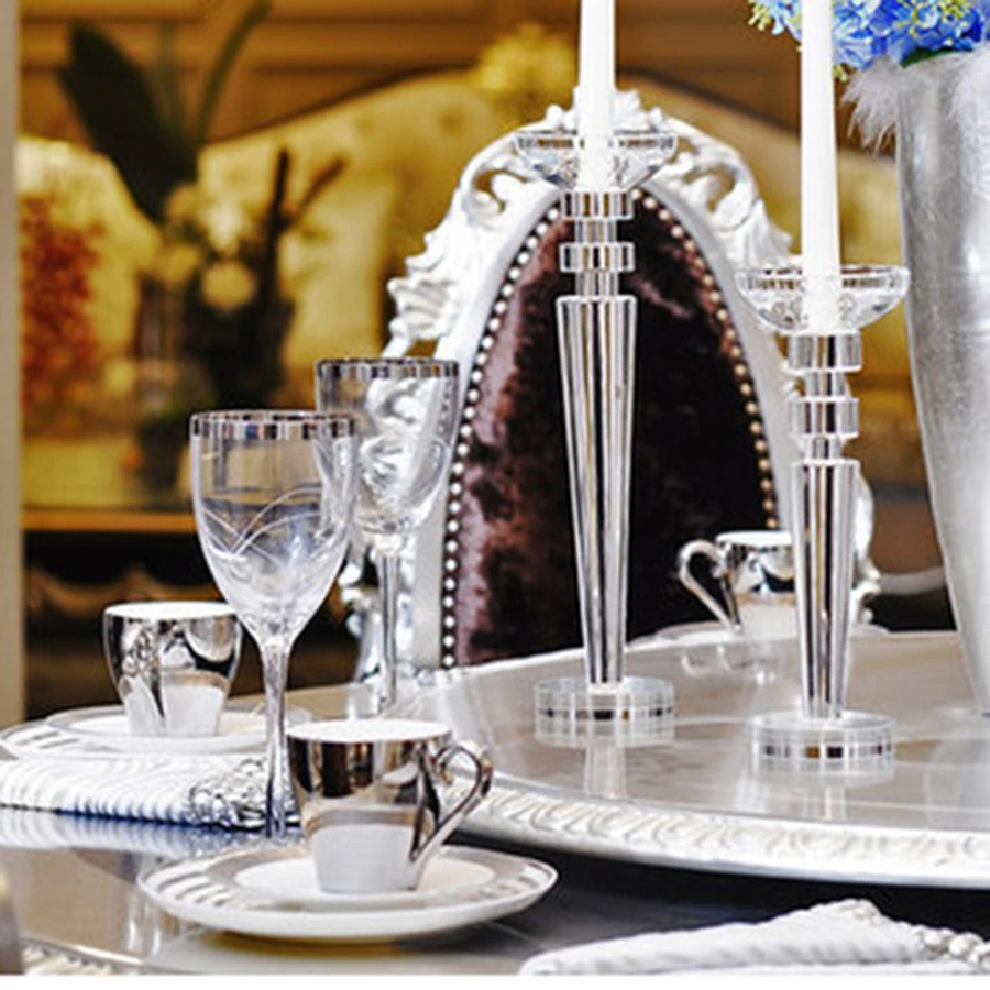 Small Crystal Wedding Candle Holder Glass Centerpiece Wall Candlesticks