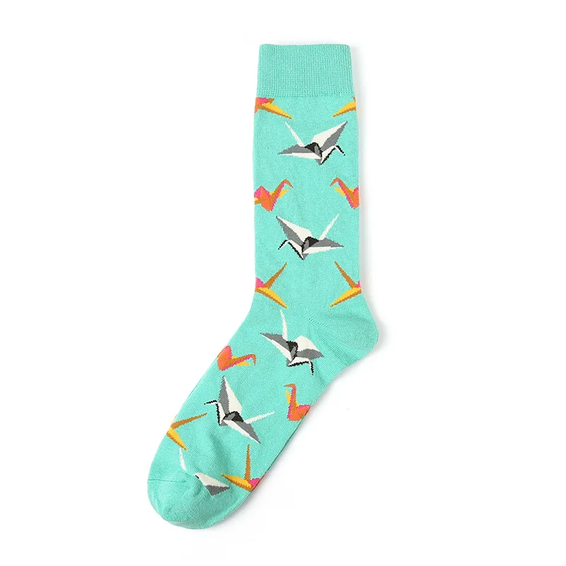 Новинка, хлопковые носки для мужчин и женщин, цветные забавные носки, бумажные носки с птицами для пар, подарки для влюбленных - Цвет: 1