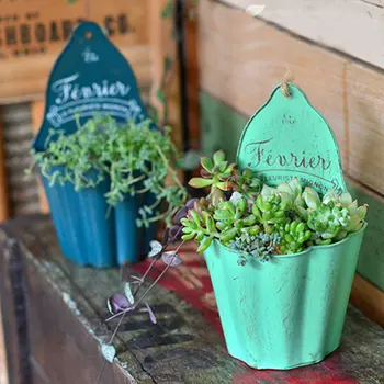 

Height17cm Metal flower pots planters wall pots hanging planters tabletop vintage finish hanging baskets