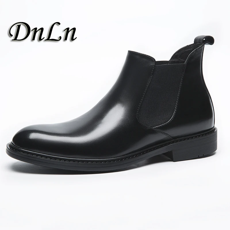 

2018 Genuine Leather Breathable Men Ankle Boots Male Flat Boots Slip-On Pointed Toe Chelsea Boots 20D50