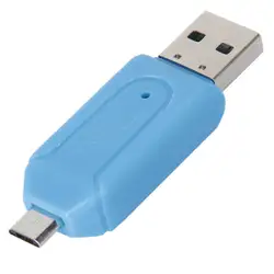 USB 2,0 + USB mini OTG SD ST Card Reader для сотового телефона Tablet PC (синий)