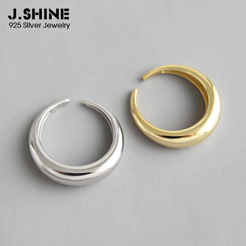 

JShine Minimalist Smooth Sterling Silver Rings for Women Arc-Shaped Finger Ring Open Adjustable Ring Korean Silver 925 Jewelry