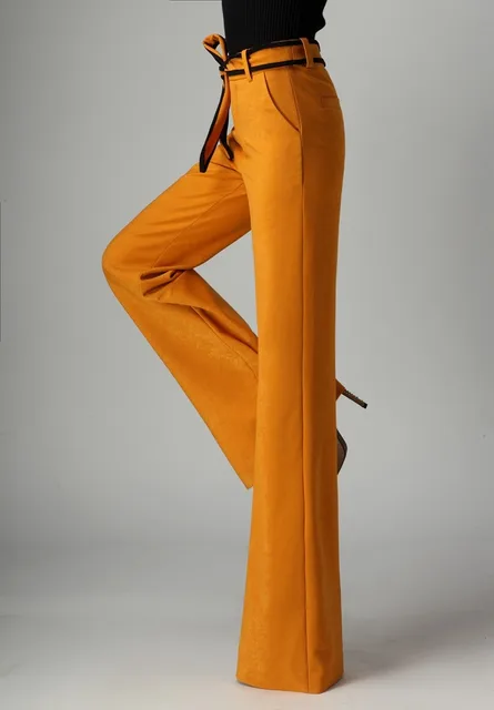Autumn Spring Fashion Woman High Waisted Orange Wide Leg Trousers , Fall  2018 New 3XL XXL Elegant Casual Pants For Woman - AliExpress