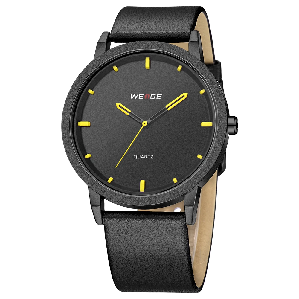 WEIDE кожаные мужские часы Роскошные Аналоговые кварцевые водонепроницаемые