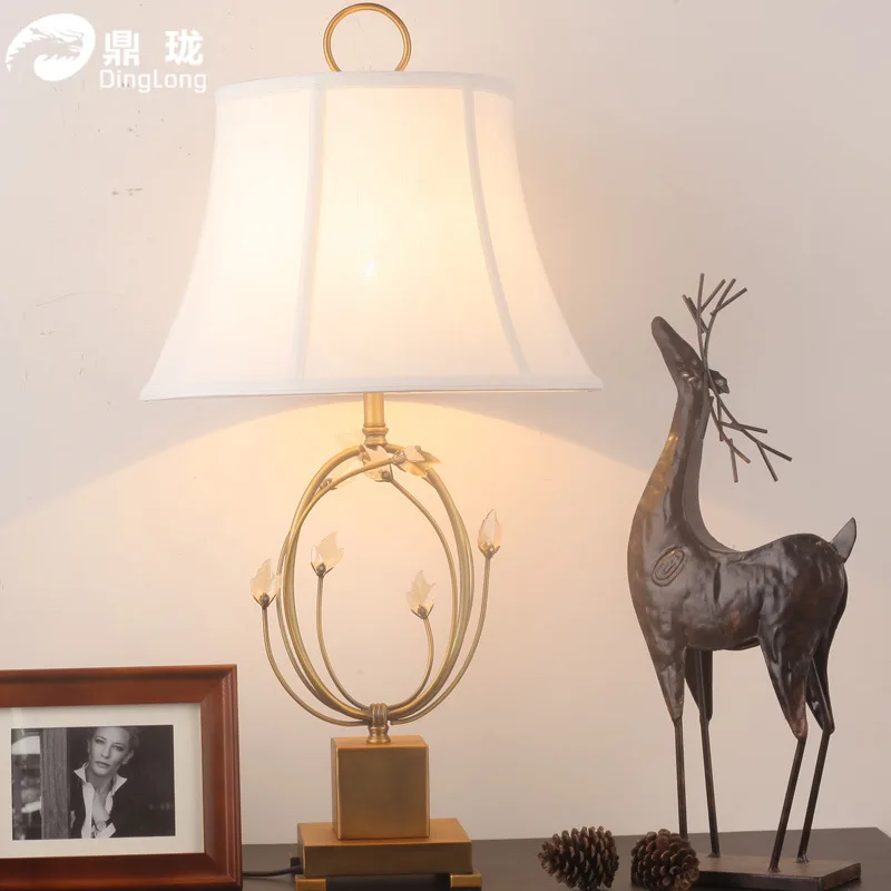 

TUDA 36X70cm Free shipping Large Table Lamp Vintage American Style Table Lamp For Living Room Bedroom Crystal Table Lamp E27