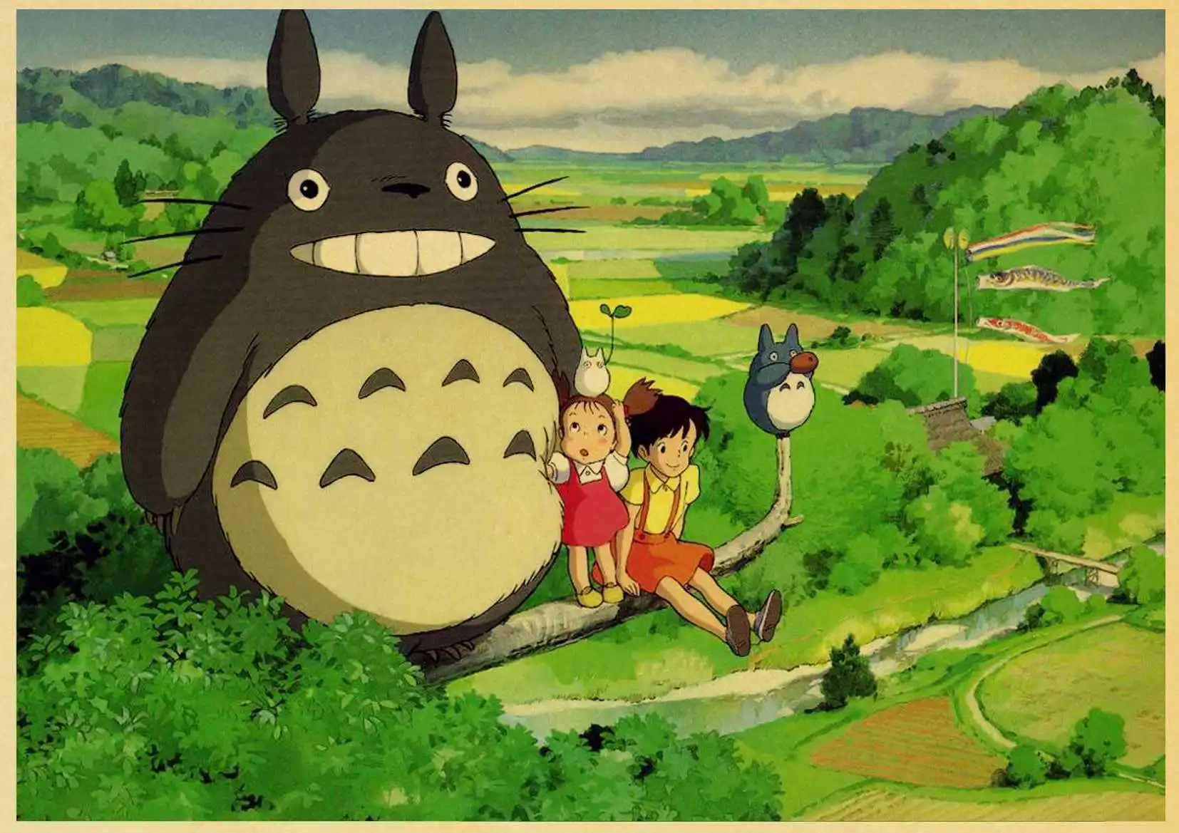 Хаяо Миядзаки мультфильм фильм Tonari no Totoro ретро постер ВИНТАЖНЫЙ ПЛАКАТ настенный Декор для дома Бар Кафе для детской комнаты