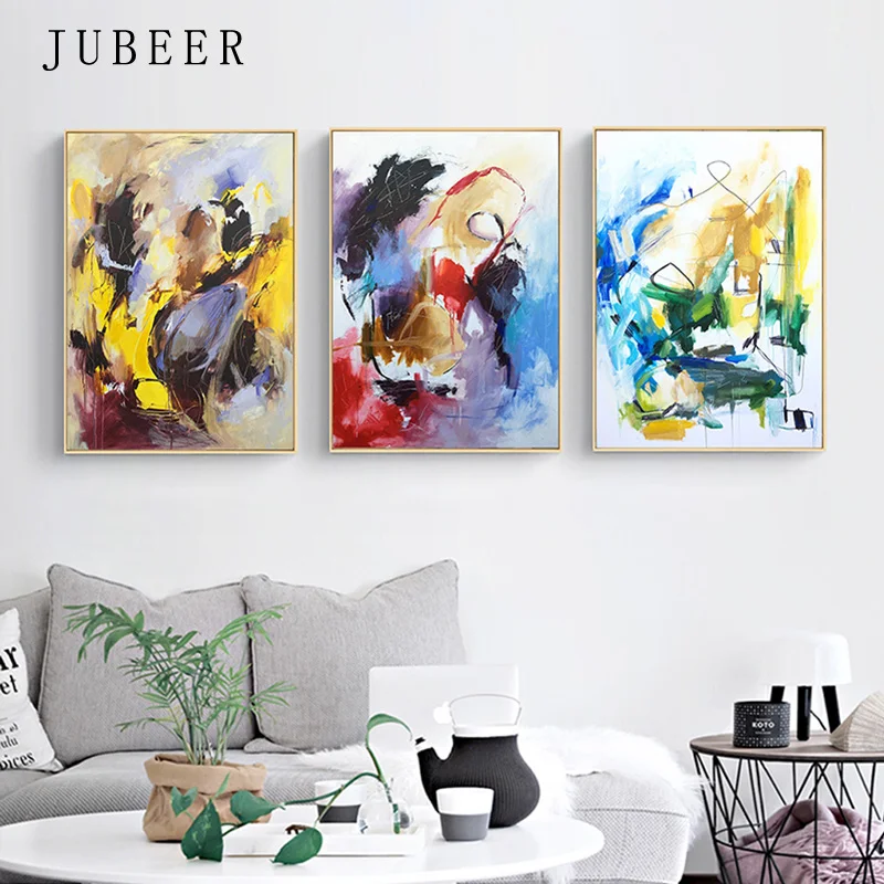 

Nordic Style Abstract Canvas Painting Wall Art for Living Room Color Abstract Art Posters and Prints Scandinavian Decor