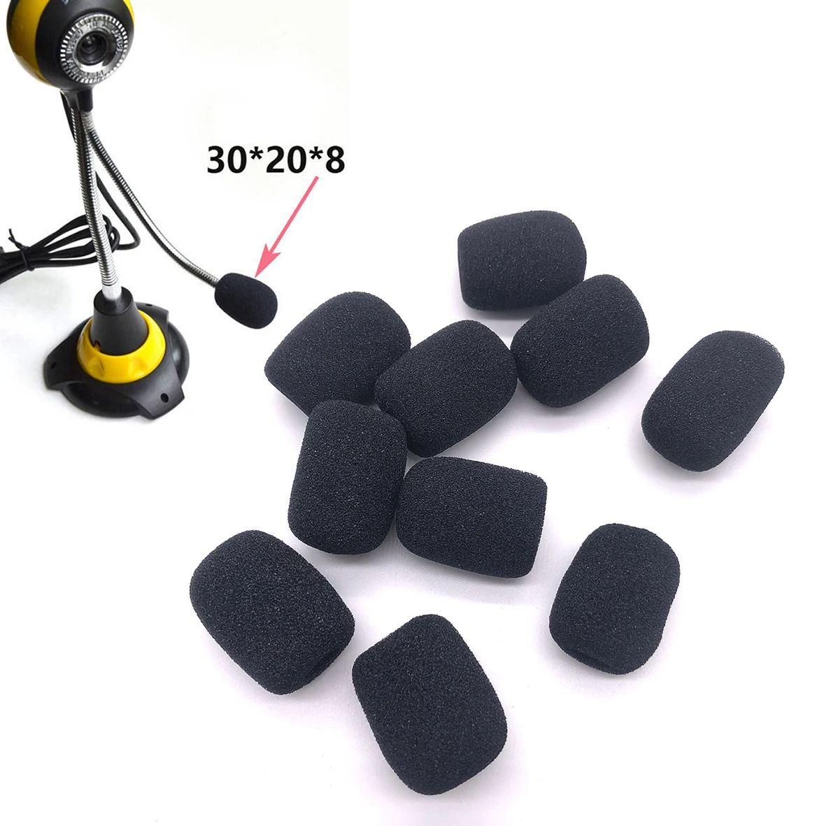 

10pcs 30*20*8 Headset Replacement Foam Microphone Cover Telephone Headset Mic Cover Microphone Windscreen Windshied Headset Foam