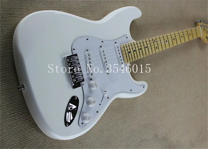

Factory store white stratocaster signature 6 string Chrome Hardware Electric Guitar with Grooves maple fretboard.