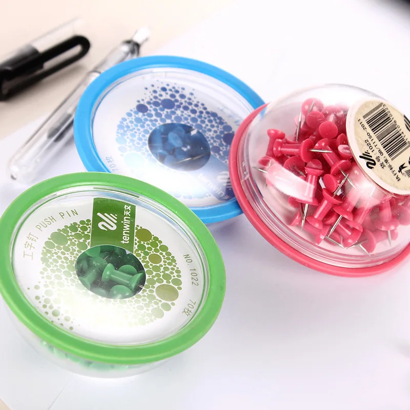 

70 pcs/lot Colored Art Nails Cork ThumbTacks Push Pin Drawing Pins Board Pushpin Stationery Buttons Office School Supplies
