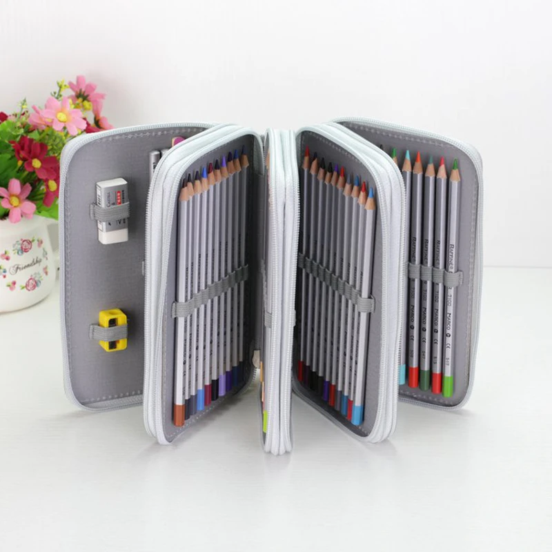 36/48/72 Holes Pencil Case For Drawing Painting Art Marker Pens Multifunction Large Capacity