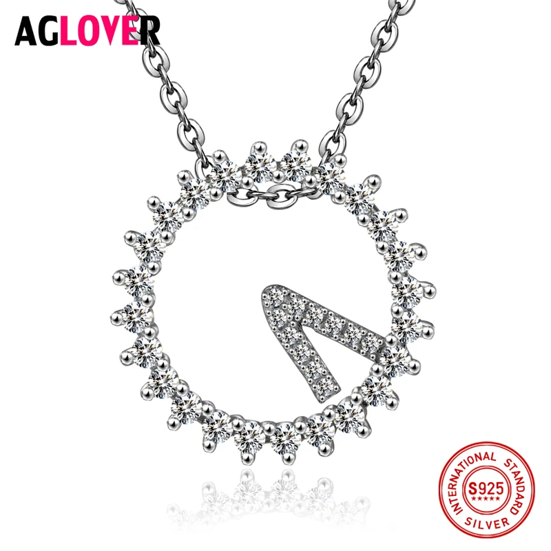 

New Fashion 925 Silver Necklace Charm Woman Round Time Pendant Necklace Fine Jewelry