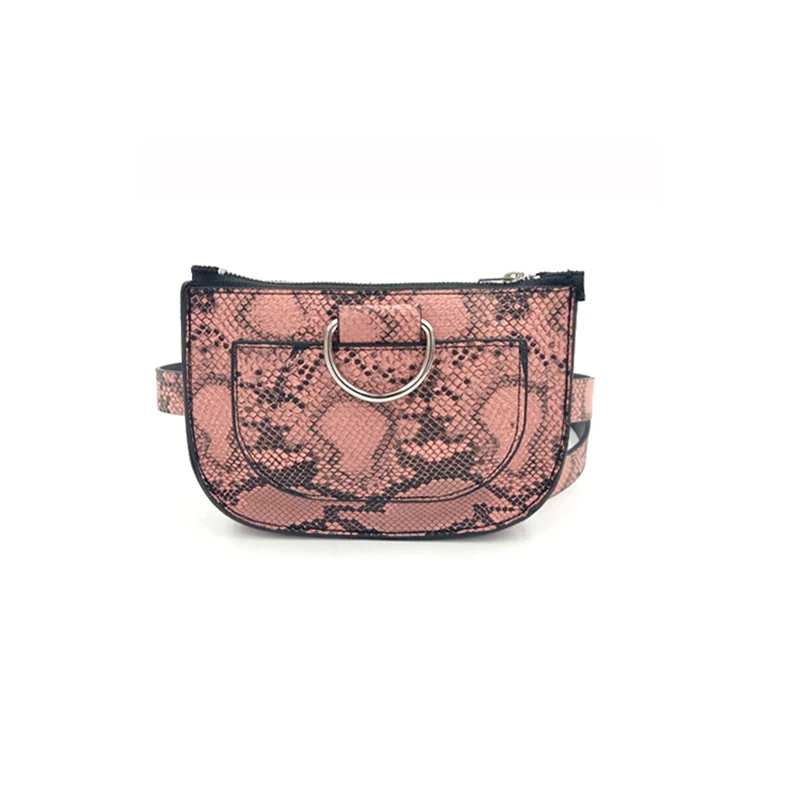 pink 1 waist bag Женская поясная сумка из змеиной кожи, поясная сумка из искусственной кожи, женский модный пояс из змеиной кожи, высокое качество, Женский кошелек B31 - Цвет: pink 1 waist bag