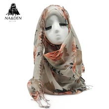 Дизайн Принт с цветком шарфы с кисточками красивые хиджабы Для женщин-мусульманок обертывания 10 шт./лот Быстрая 12 Цветов