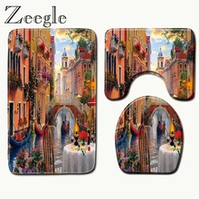 Zeegle 3D Scenic Memory пена коврик для ванной комплект нескользящий Туалет коврики для ванной комнаты Туалет ковер домашний Декор коврик для душа