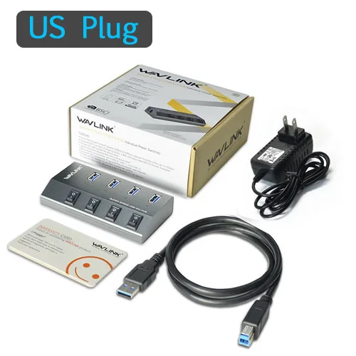 4 Ports Usb Hub US Wavlink USB концентратор 3,0 высокоскоростной 4/7 портов Micro USB 3,0 концентратор разветвитель вкл/выкл переключатель с адаптером питания для MacBook Pro ноутбука ПК - Цвет: 4 Ports Usb Hub US