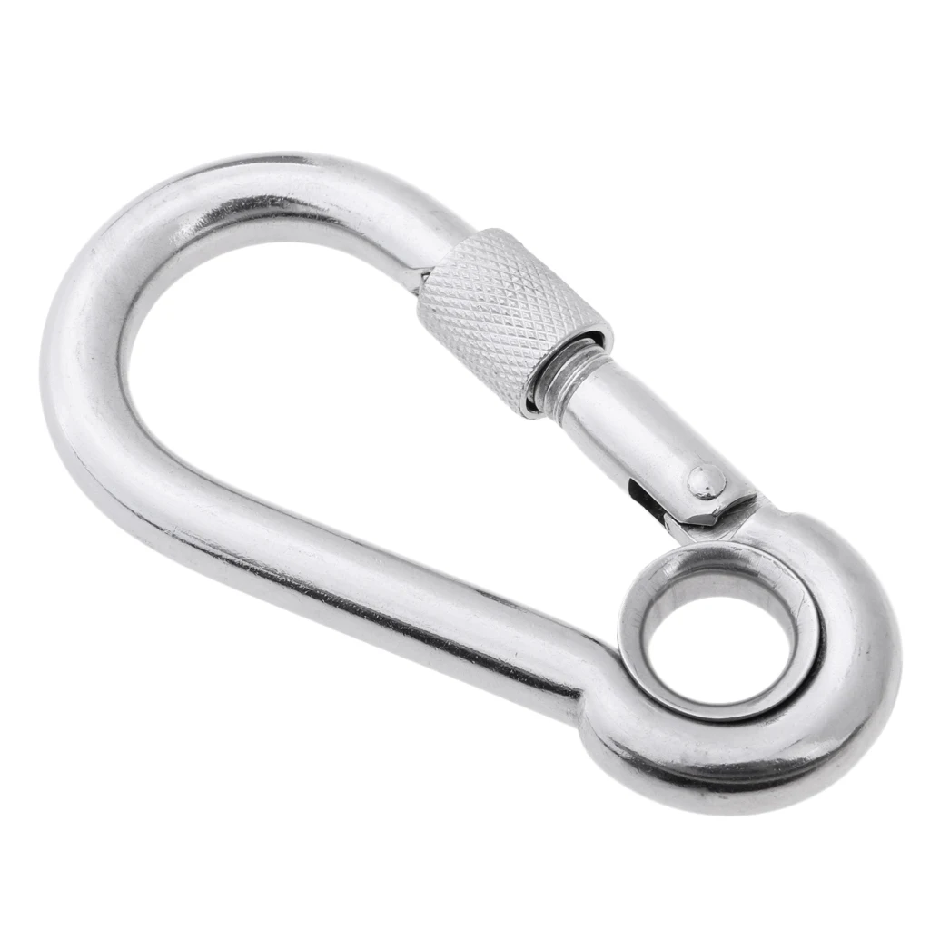Outdoor Sports Safety Carabiner Clip Snap Hook Spring Loaded Stainless Steel Eyelet Camping Hiking Hardware Small Tools