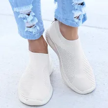 Socks Shoes Women Sneakers Slip-on Air Mesh Casual Shoes Women Shallow Shoes Black Sneakers Loafers Female Zapatillas Mujer