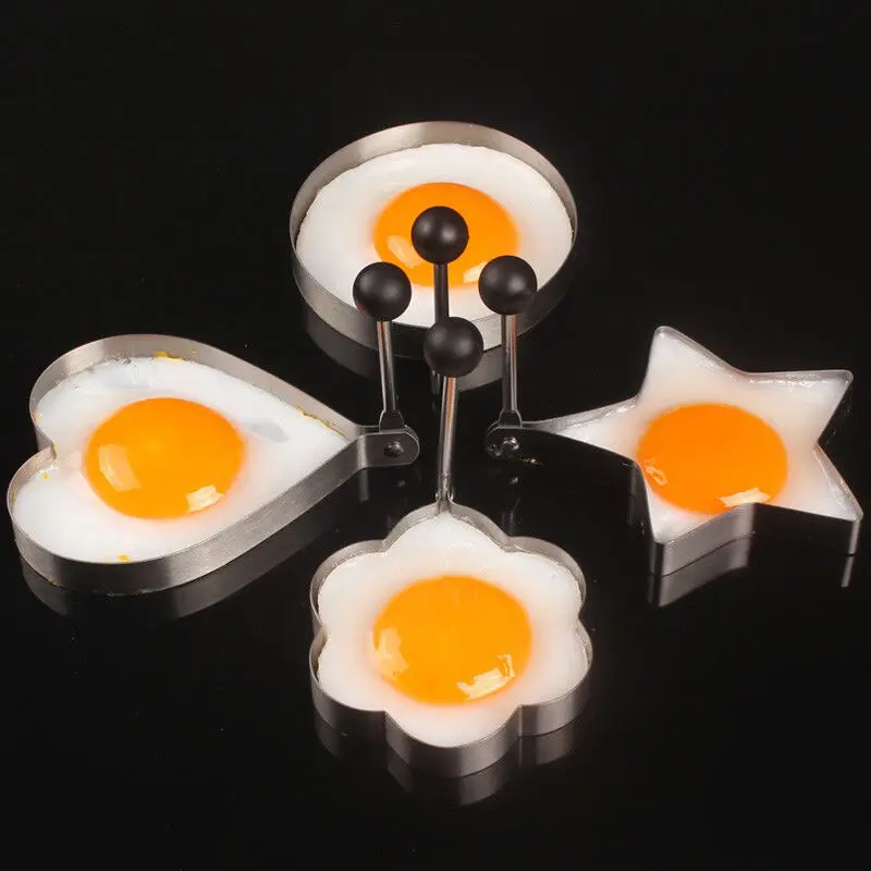 

Kitchen Stainless Steel 4 Kind Shaped Cooking Fried Egg Pancake Ring Mold Styling Tools Shaper Home Garden